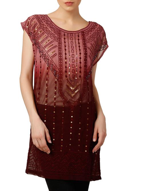 red polyester regular tunic - 11459648 - Very Small Image - 1