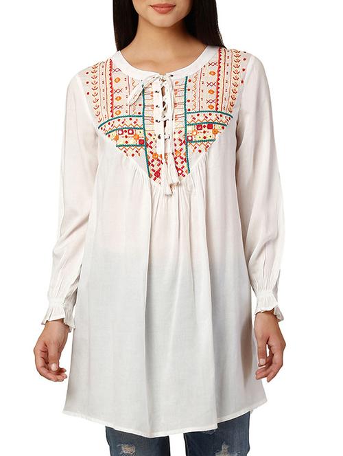 white viscose regular tunic - 11459654 - Very Small Image - 1