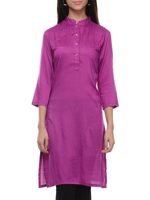pink cotton solid kurta - 11460094 - Very Small Image - 1