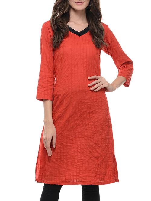 orange rayon solid kurta - 11460176 - Very Small Image - 1