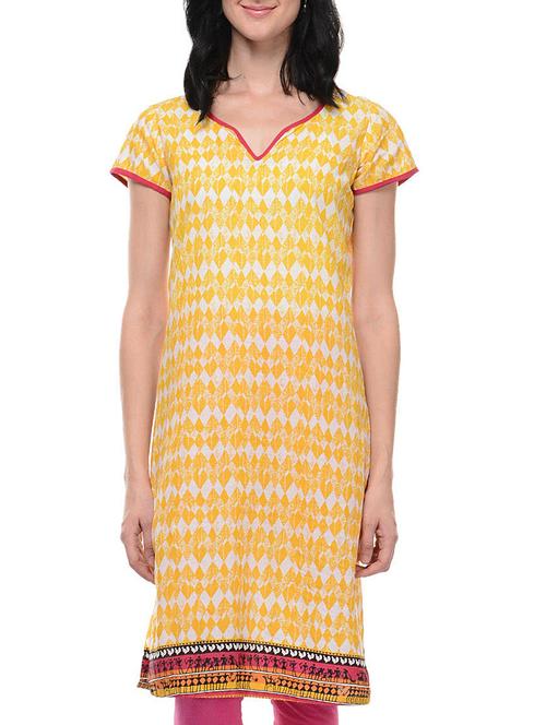 yellow rayon straight kurta - 11460186 - Very Small Image - 1