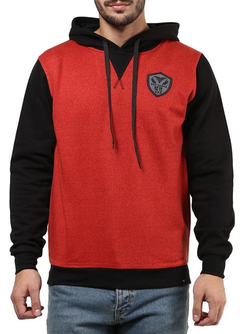 red and black fleece sweatshirt with hood - 11460283 - Very Small Image - 1
