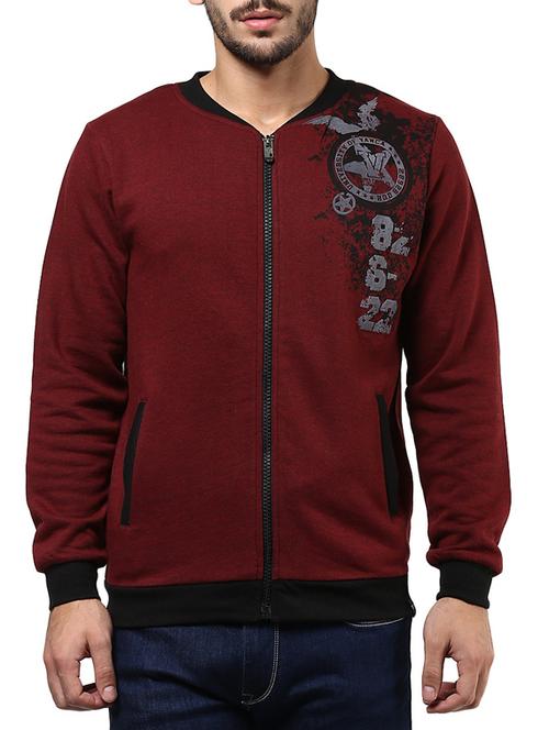 maroon chest printed sweatshirt - 11460292 - Very Small Image - 1