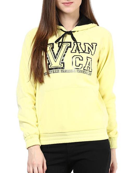 yellow printed fleece sweatshirt with hood - 11460295 - Very Small Image - 1