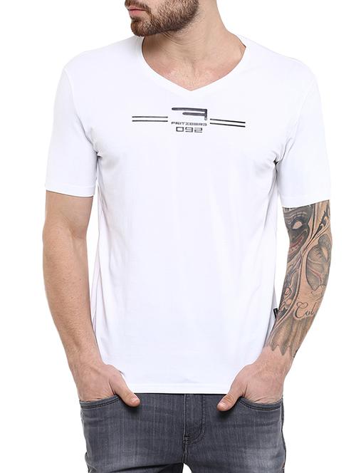 white cotton chest print tshirt - 11460430 - Very Small Image - 1