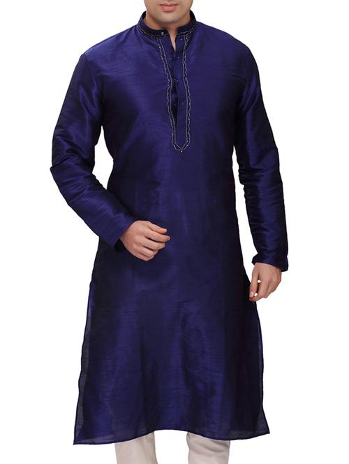 royal blue cotton kurta pyjama set - 11461479 - Very Small Image - 1