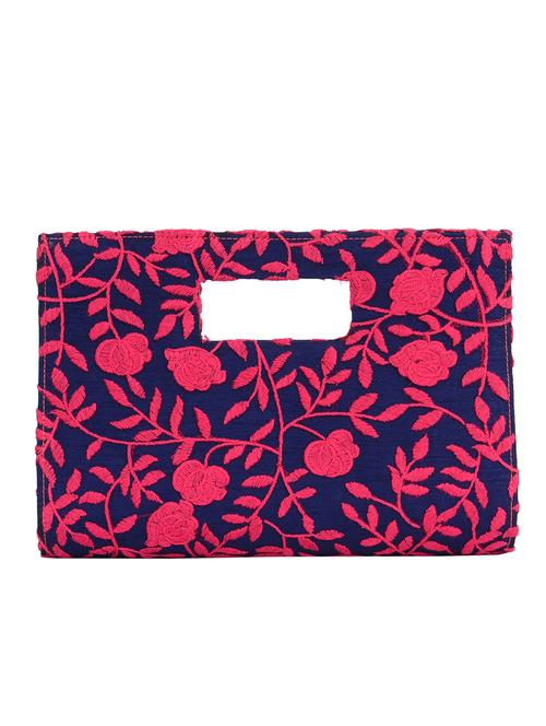 blue silk embroidered clutch - 11462762 - Very Small Image - 1
