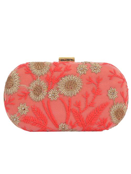 pink silk embroidered clutch - 11462825 - Very Small Image - 1