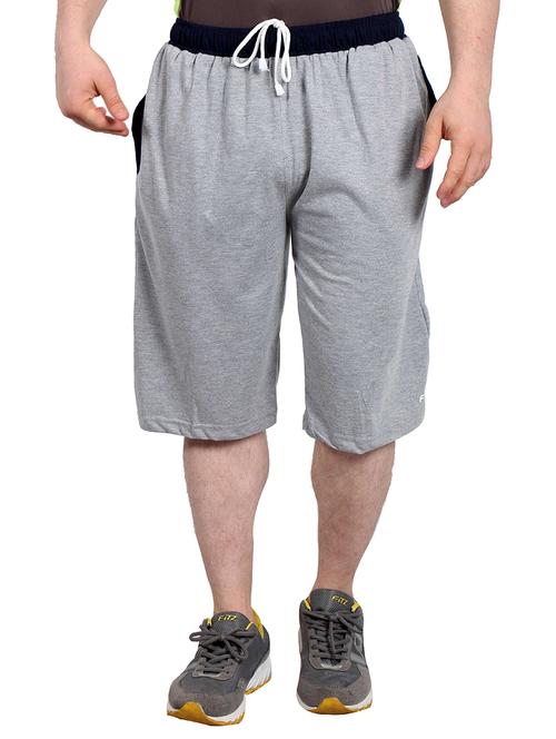 grey cotton three fourth pant - 11463243 - Very Small Image - 1
