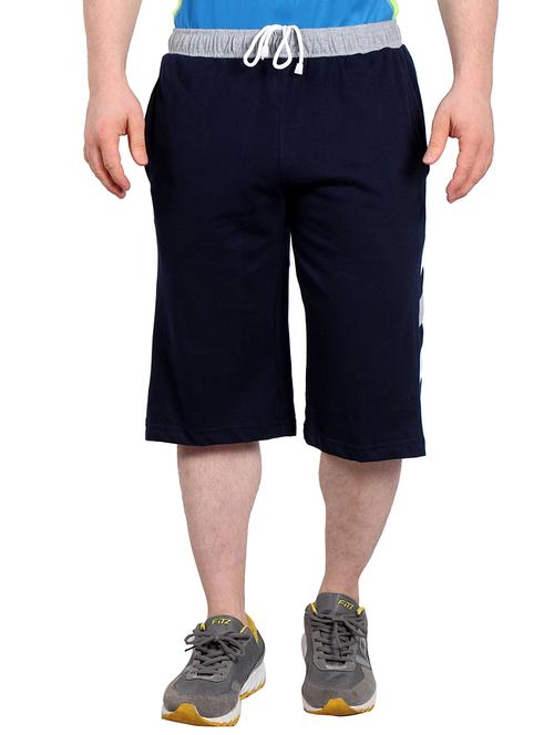 navy blue cotton three fourth pant - 11463267 - Very Small Image - 1