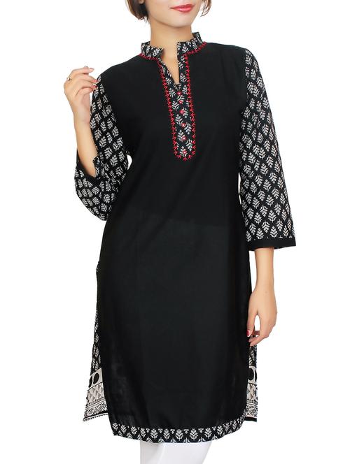 black cotton kurta - 11465016 - Very Small Image - 1