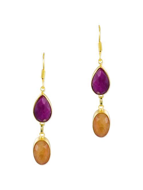 purple and orange brass drop earring - 11465139 - Very Small Image - 1