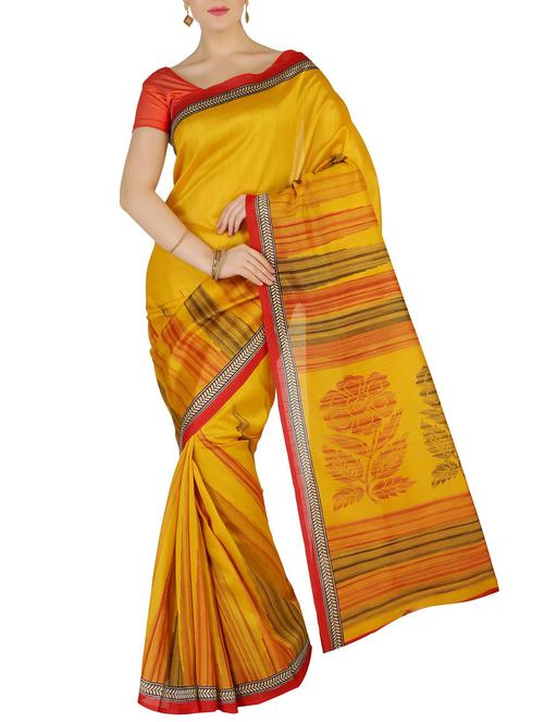 yellow silk bhagalpuri saree with blouse - 11466369 - Very Small Image - 1