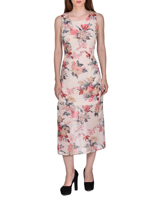 pink georgette printed dress - 11467212 - Very Small Image - 1