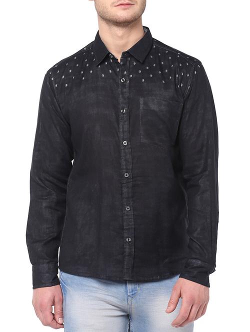 black color, cotton printed casual shirt - 11468319 - Very Small Image - 1