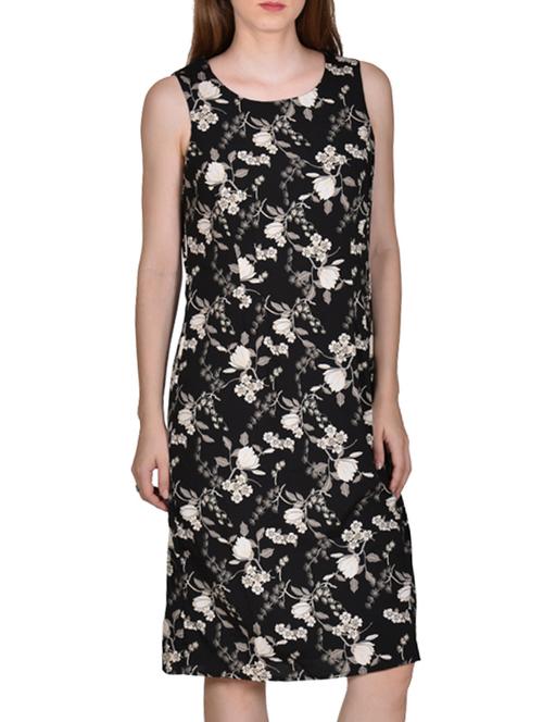 black color, crepe printed dress - 11468514 - Very Small Image - 1