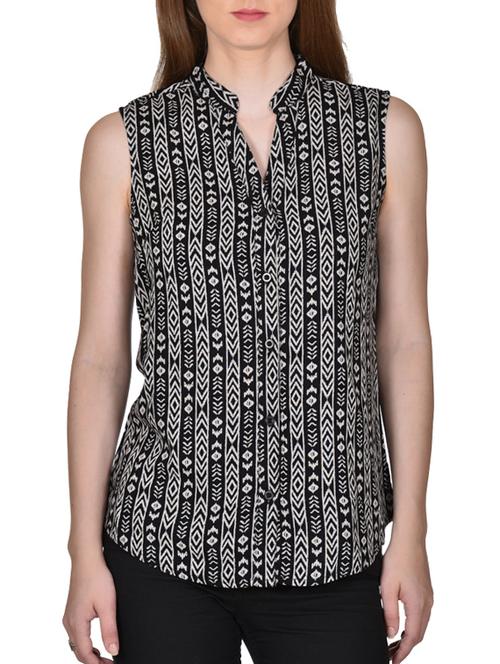 black color, rayon printed shirt - 11470936 - Very Small Image - 1