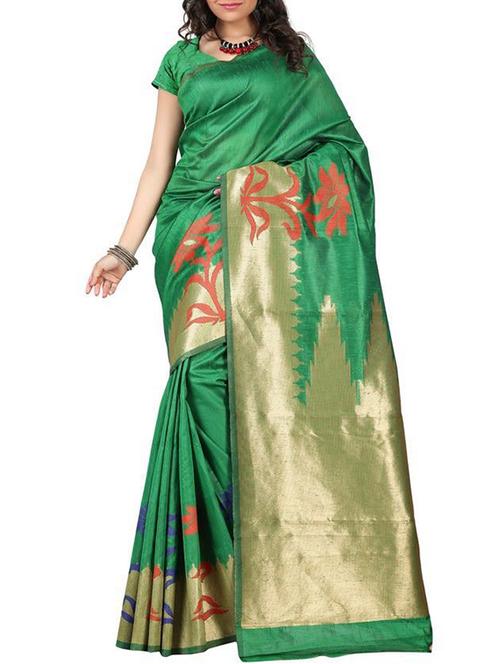 green silk saree with blouse - 11475769 - Very Small Image - 1