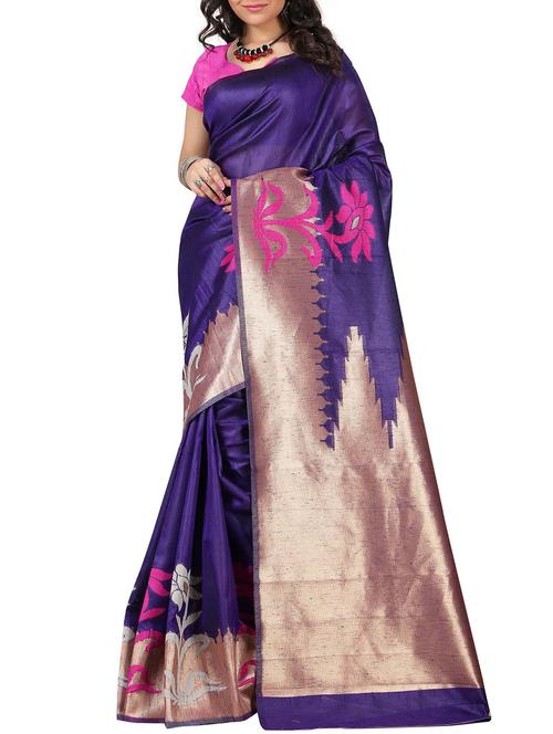 purple silk saree with blouse - 11475772 - Very Small Image - 1