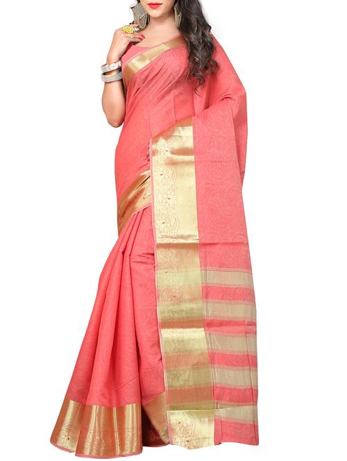 orange silk saree with blouse - 11475847 - Very Small Image - 1
