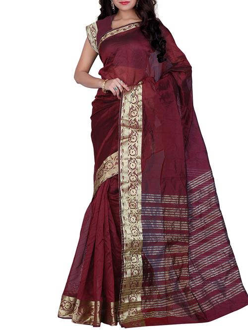 red silk blend saree with blouse - 11475962 - Very Small Image - 1