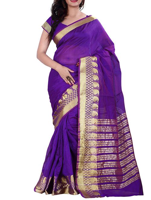 orange cotton saree with blouse - 11475989 - Very Small Image - 1