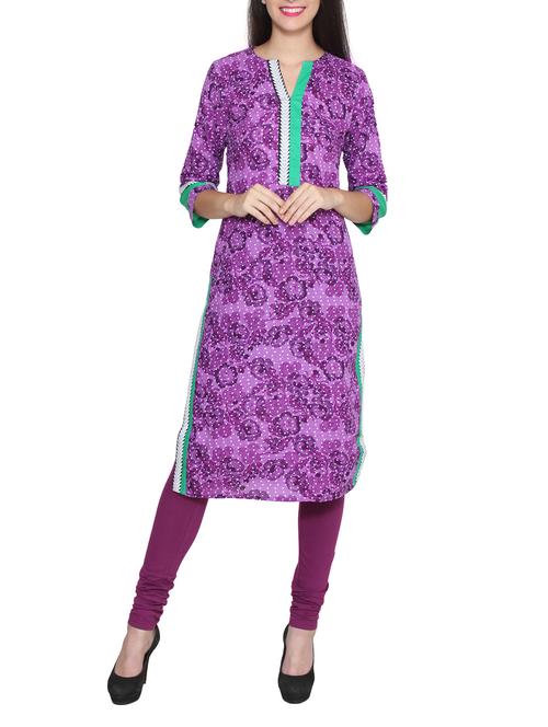 purple color, cotton printed kurta - 11476517 - Very Small Image - 1