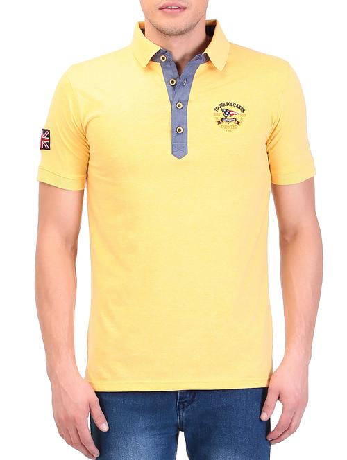 yellow color, cotton polo t-shirt - 11477141 - Very Small Image - 1