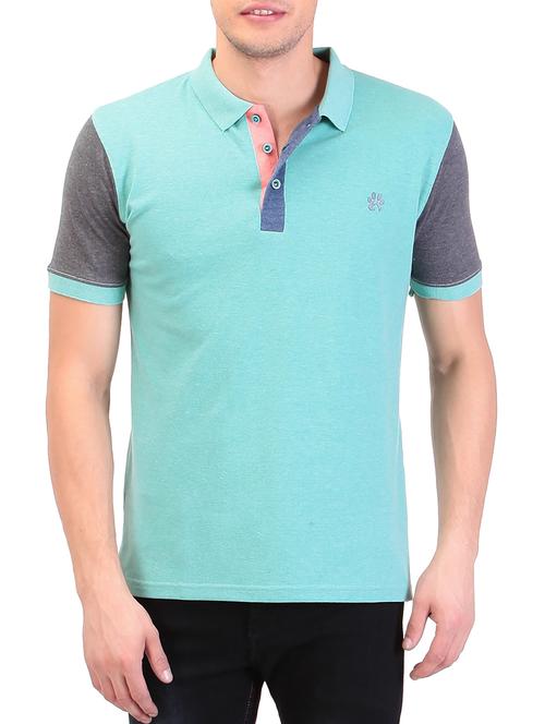 light blue color, cotton polo t-shirt - 11477159 - Very Small Image - 1