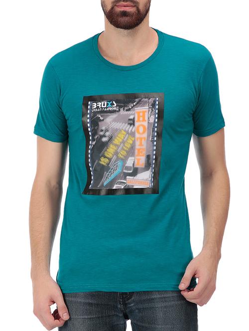 teal green chest print t-shirt - 11477166 - Very Small Image - 1