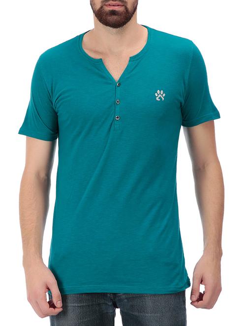 teal green color, cotton t-shirt - 11477167 - Very Small Image - 1