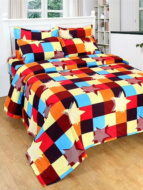 furhome printed double bed sheet with 2 pillow covers - 11477292 - Very Small Image - 1