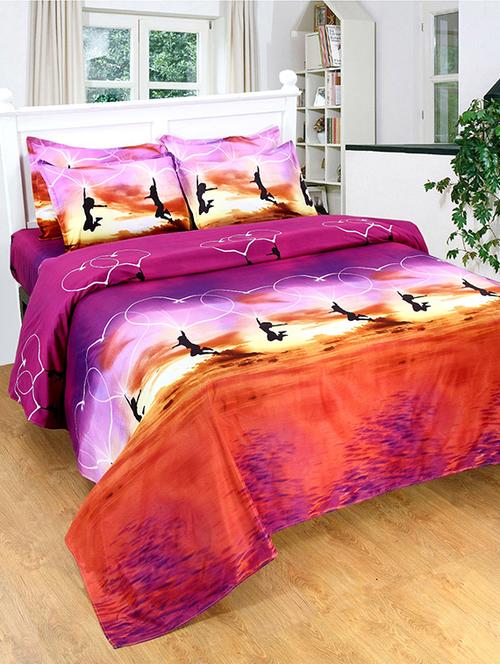 furhome printed double bed sheet with 2 pillow covers - 11477293 - Very Small Image - 1