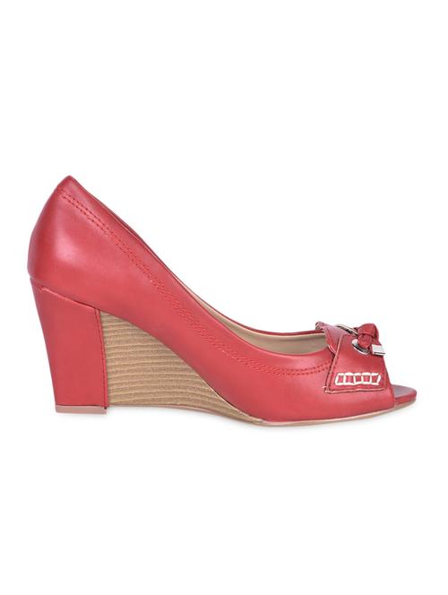 Knotted Red Peep Toe Wedges - 1147810 - Very Small Image - 1