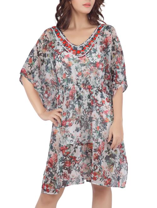 v neck printed kaftan dress - 1147863 - Very Small Image - 1