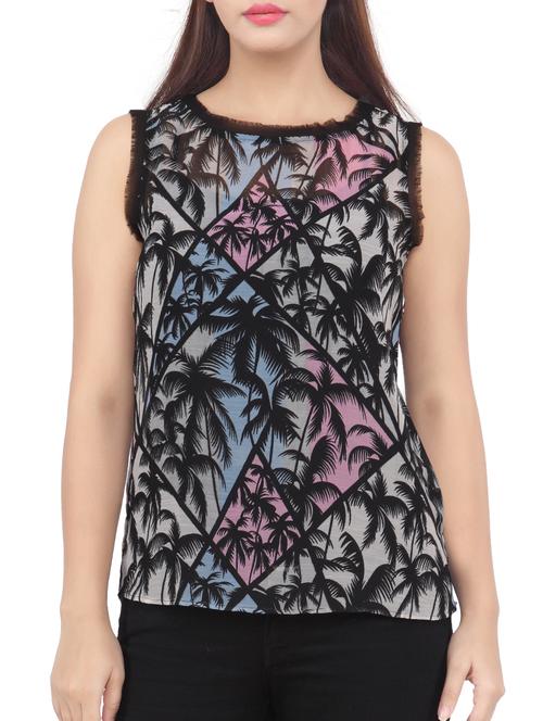 sleeveless palm tree printed top - 1147871 - Very Small Image - 1