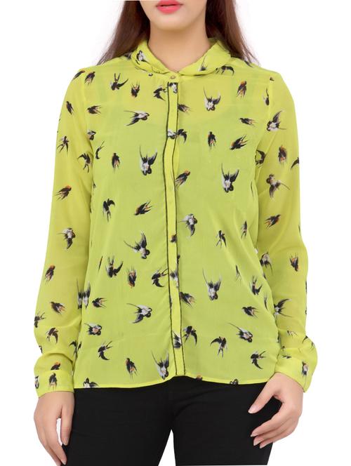 yellow birds printed polyester shirt - 1147878 - Very Small Image - 1