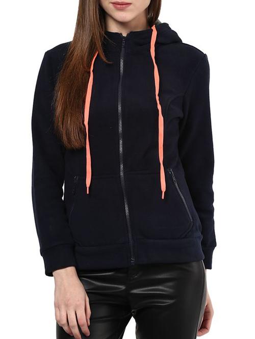 navy blue fleece hooded jacket - 11478781 - Very Small Image - 1