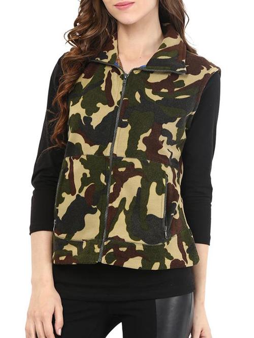 multicoloured printed fleece sleeveless jacket - 11478782 - Very Small Image - 1
