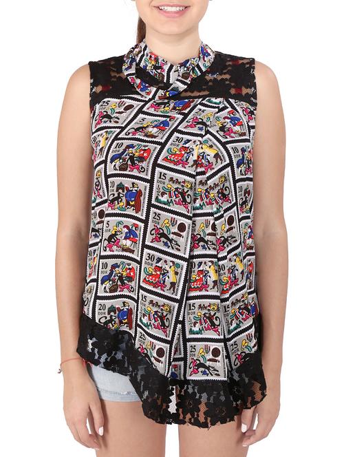 grey georgette printed top - 11478965 - Very Small Image - 1