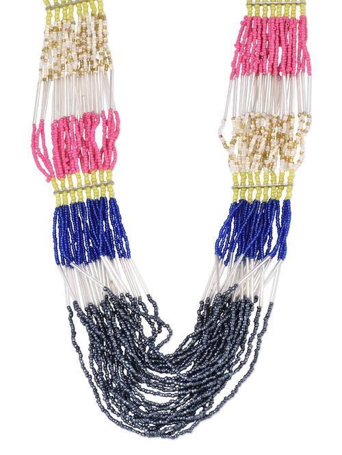multi beads metallic long necklace - 1147935 - Very Small Image - 1