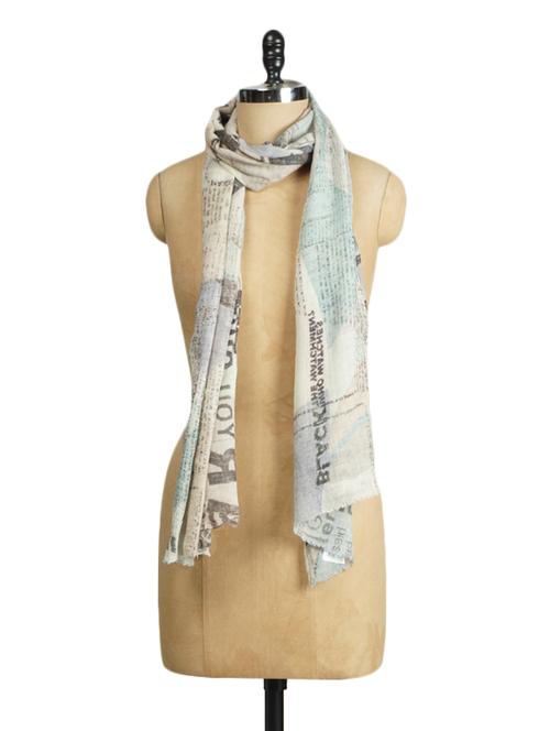 quotation printed wool blend scarf - 1148060 - Very Small Image - 1