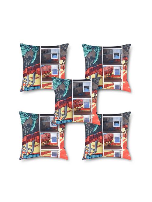 apartment with graffiti print multi color cushion cover 16"x16" 5 pcs set - 11481626 - Very Small Image - 1