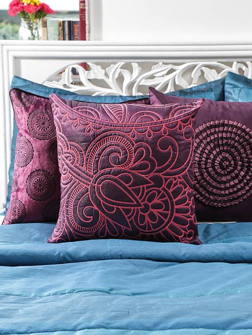 embroidered multi color cushion cover 16"x16" 5 pcs set - 11481691 - Very Small Image - 1