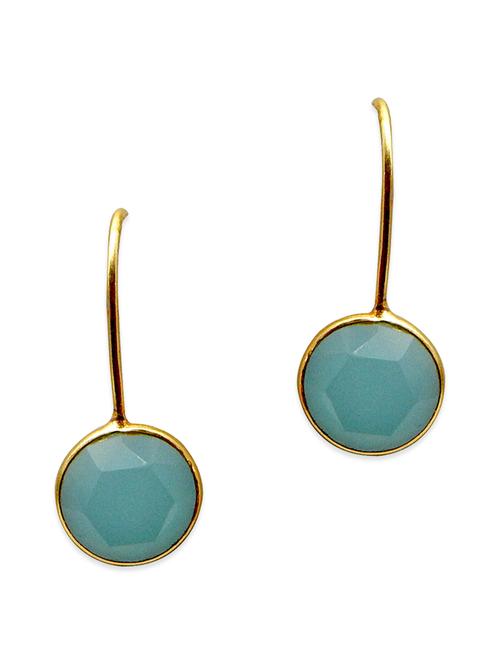 aqua chalcedony gemstone embellished brass earrings - 11481739 - Very Small Image - 1