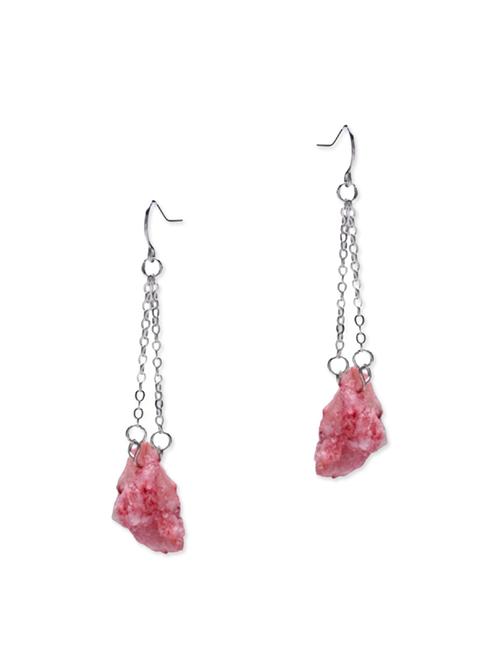 pink colored metal alloy drop earrings with stone embellishment - 11483426 - Very Small Image - 1