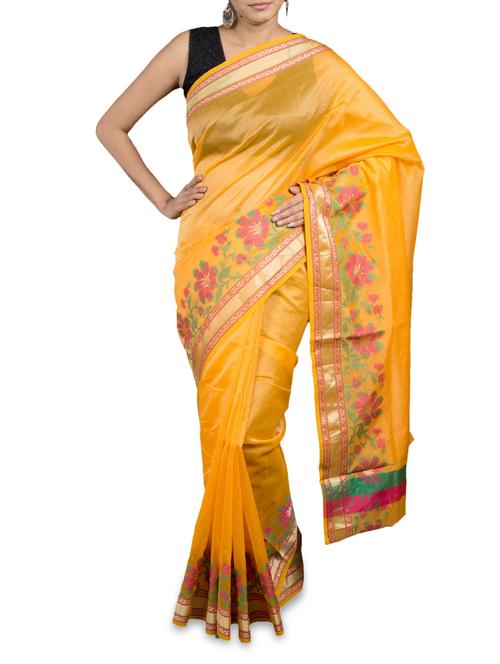 yellow cotton saree - 1148489 - Very Small Image - 1
