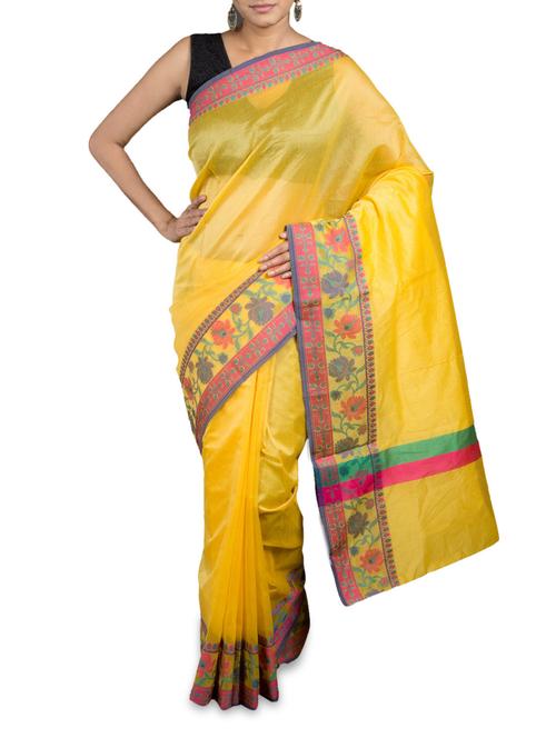 yellow cotton saree - 1148493 - Very Small Image - 1