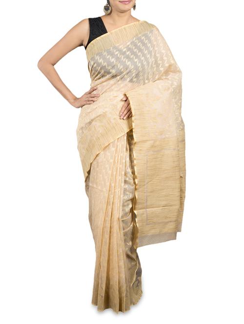 cream cotton saree - 1148613 - Very Small Image - 1