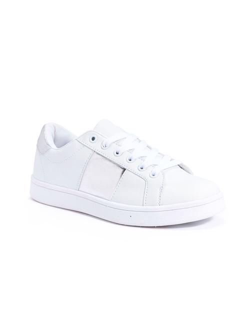 white leatherette lace up sneakers - 11487128 - Very Small Image - 1